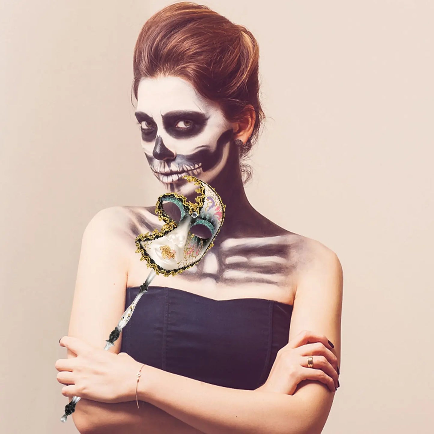 Venetian Hand Mask Halloweenmask Masquerade for Women with Stick Handheld Masquarade Mardi Gras Accessories Prop Halloweenmasks