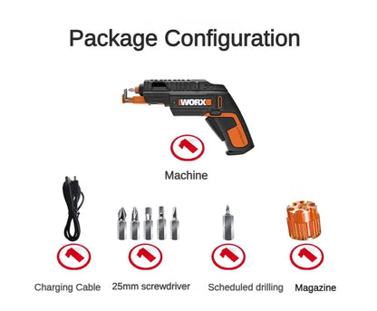 Worx WX255.4 4V Mini Electrical Screwdriver Set Smart Gun Style Cordless Electric Screw Driver USB Rechargeable Bit Drill Tool
