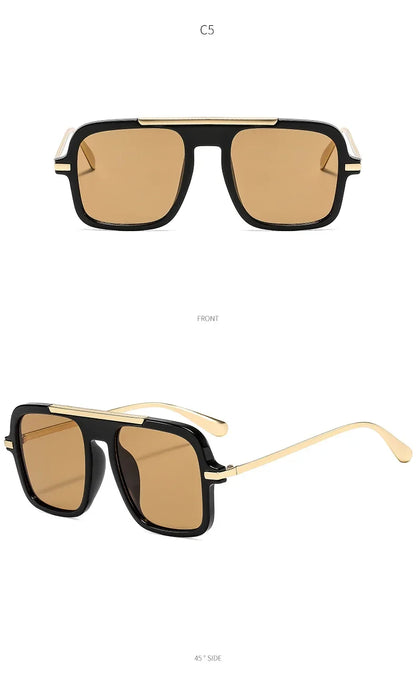 QVQV Brand Design Square Oversized Sunglasses for Women Men Fashion Popular Leopard Champagne Shades UV400 Sun Glasses Trendy