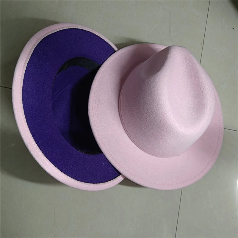 Sombreros Fedora Hat Dual Color Classic Jazz Hat Soft Fedora Hat Classic Men's and Women's Blue Jazz sombreros