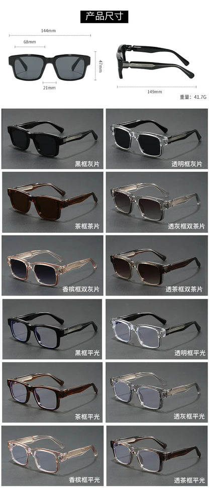 Retro Rectangle Sunglasses for Men Women UV400 Protection Classic Trendy Driving Sun Glasses Outdoor High Quality Travel Glasses