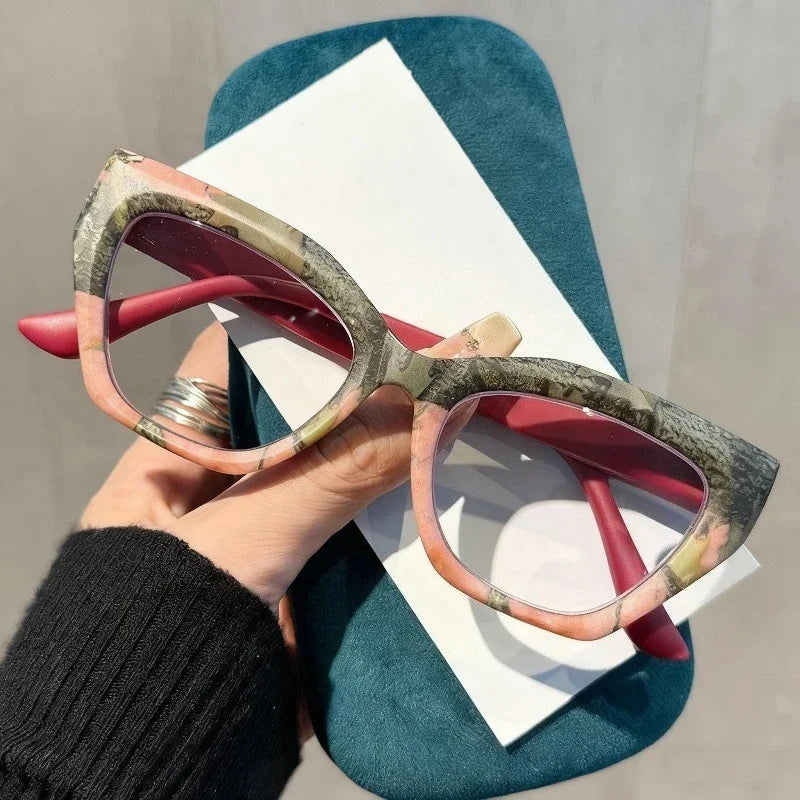 Oversized Flora Printed Reading Glasses Women Men Fashion Trendy Large Frame Hyperopia Unisex Stylish Luxry Cat Eye Eyeglasses