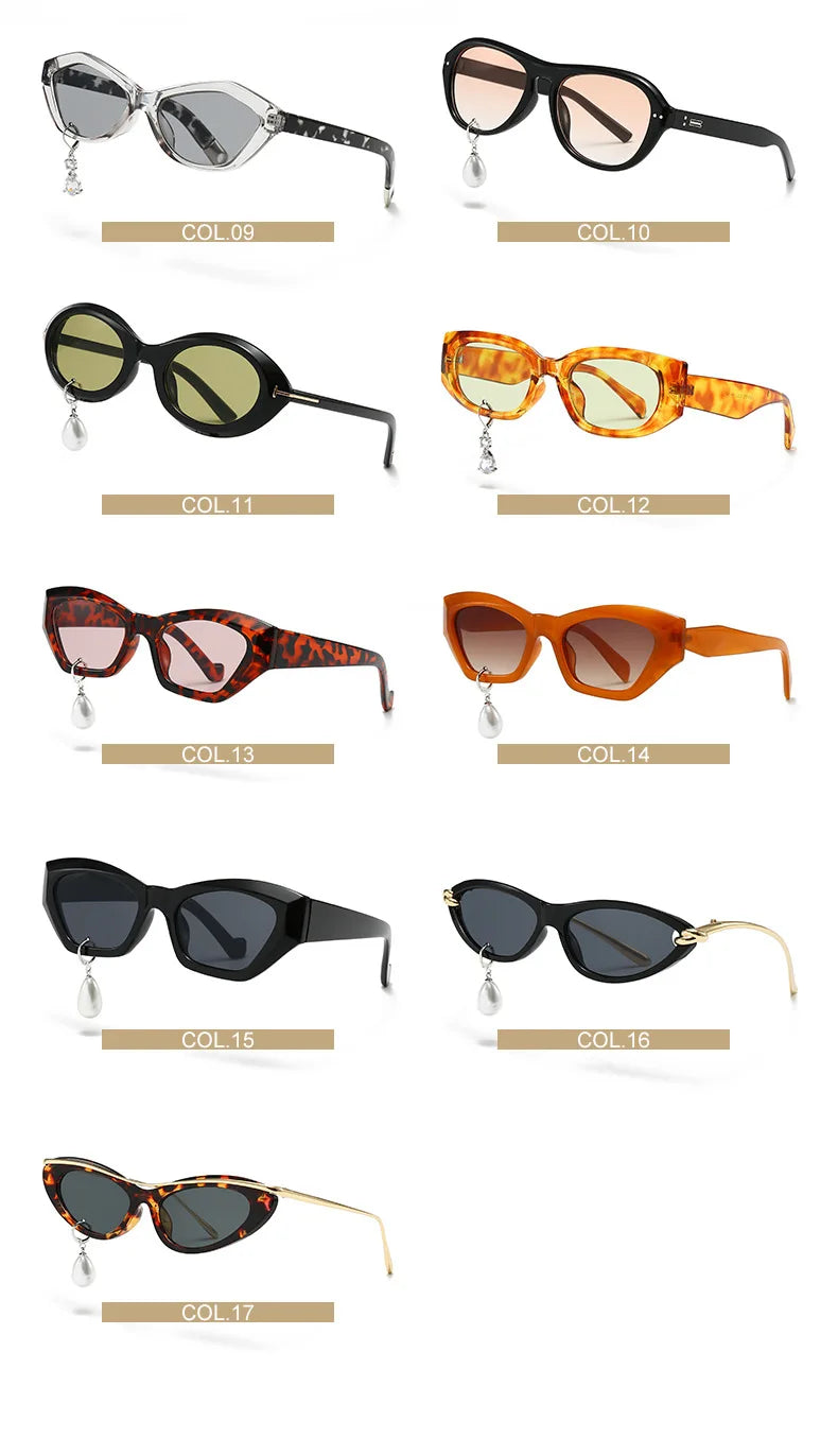 Pearl Diamond  DIY Tear Sunglasses for Women Small Frame Cat Eye Fashion Forward Mermaid Tear Aviator Eyewear