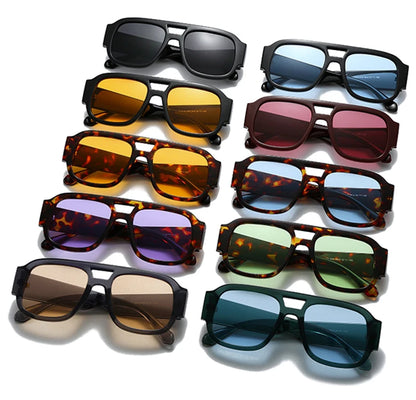 SHAUNA Fashion Double Bridges Square Women Sunglasses Retro Candy Color Leopard Men Sun Glasses Shades UV400