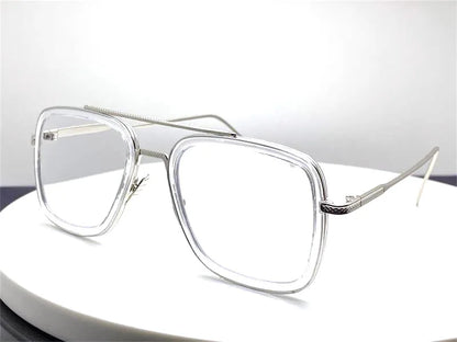 Tony Stark Glasses Men Women Magnifier Reading Eyewear Steampunk Blue Light Blocking Square Eyeglasses Plus Diopter +0.5 +6