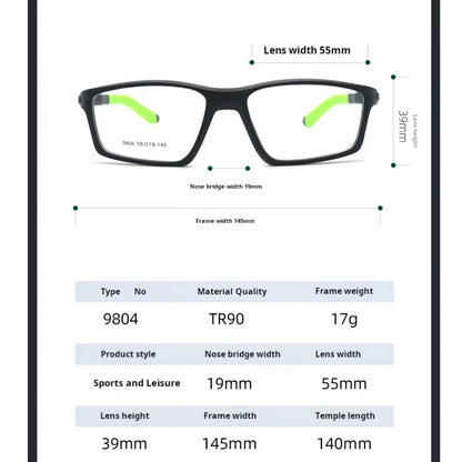 Xbora Sports Anti-blue light Photochromic Myopia Glasses Men Big Size Frame Prescription Glasses Popular Classic Outdoor 9804