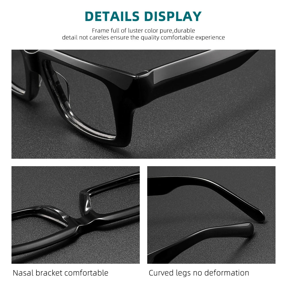 Thicken Acetate Glasses Frame Men Women Vintage Square Myopia Prescription Eyeglasses Frame Reading Glasses Luxury Brand Eyewear