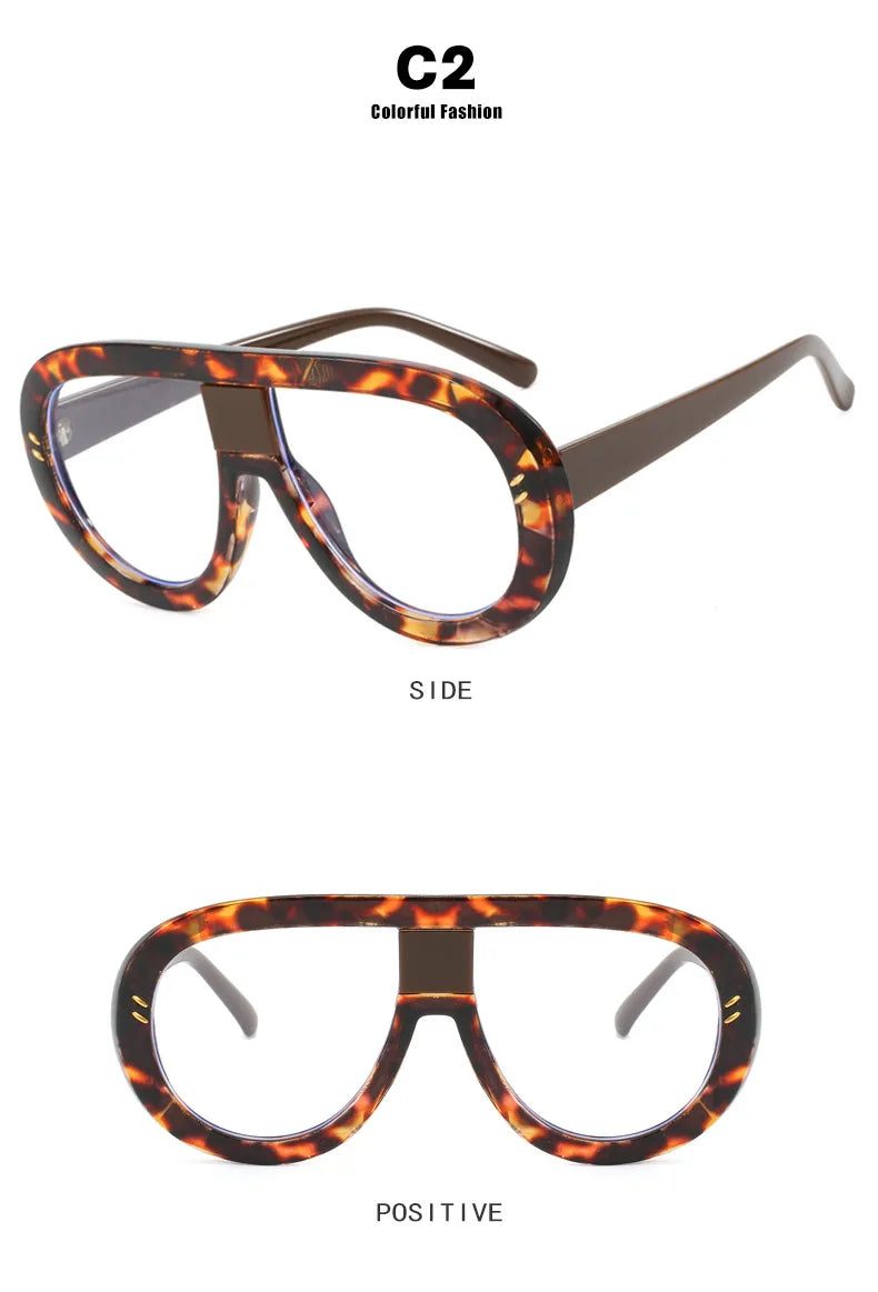 Luxury Myopia Glasses Men Women Anti Blue Light Nearsighted Eyeglasses Student Trendy Oversized Pilot Glasses Frame