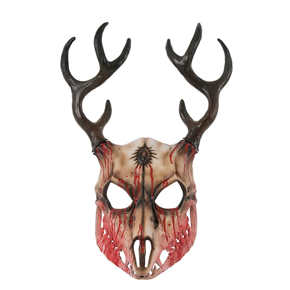 Halloween Antlers Masks Cosplay Deer Head Mask Role Play Masks Masquerade Props Scary Full Face Mask for Halloween Party