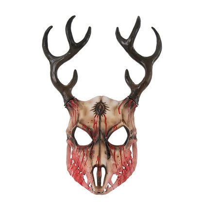 Halloween Antlers Masks Cosplay Deer Head Mask Role Play Masks Masquerade Props Scary Full Face Mask for Halloween Party