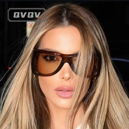 QVQV Trendy Oversized Square Sunglasses Women Men Luxury Brand Original Thick Frame Sunglasses Retro Outdoors Driving Shades