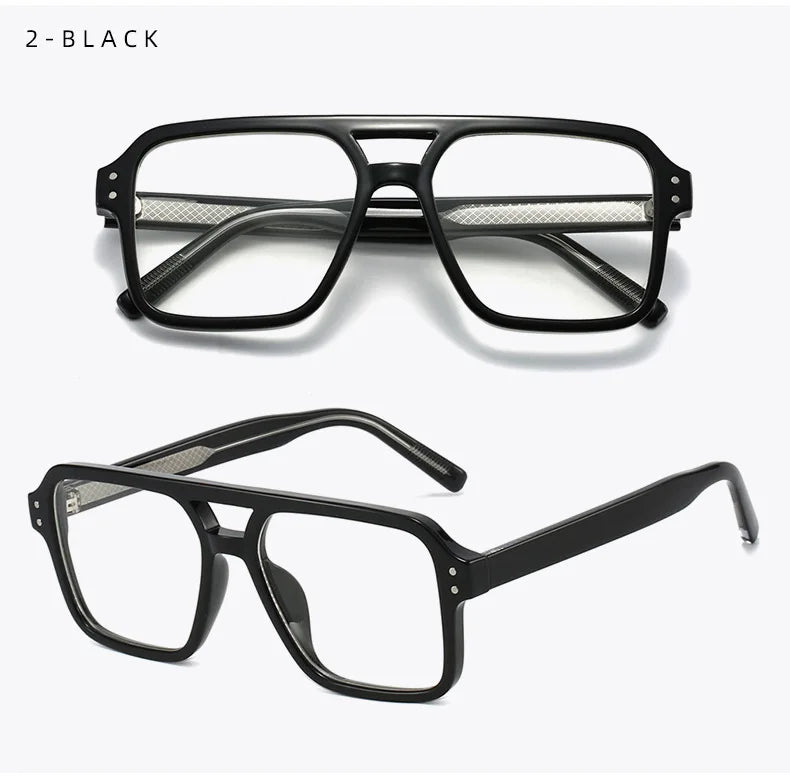 Unisex Retro Glasses Frame Large Eyeglasses Anti Blue Light Square Opical Glasses Aviation Suitable Decoration Eyewear