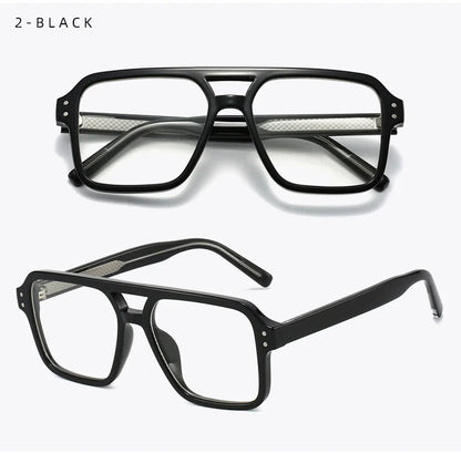 Unisex Retro Glasses Frame Large Eyeglasses Anti Blue Light Square Opical Glasses Aviation Suitable Decoration Eyewear