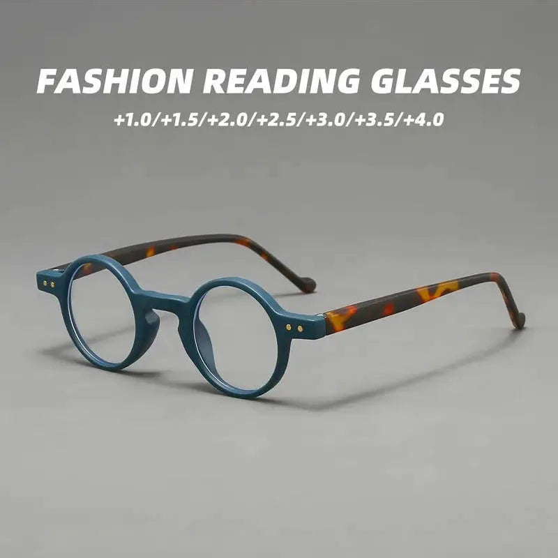 UVLAIK Fashion Reading Glasses Men Women Ultralight Small Round Spectacles Frame High Definition Presbyopic Eyeglasses