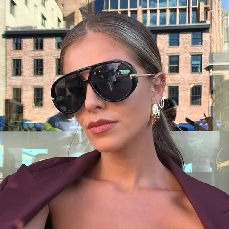 QVQV Oversized Trendy Leopard Green Sunglasses Women Summer Fashion Thick Frame Pilot Sun Glasses Luxury Brand Outdoor Shades