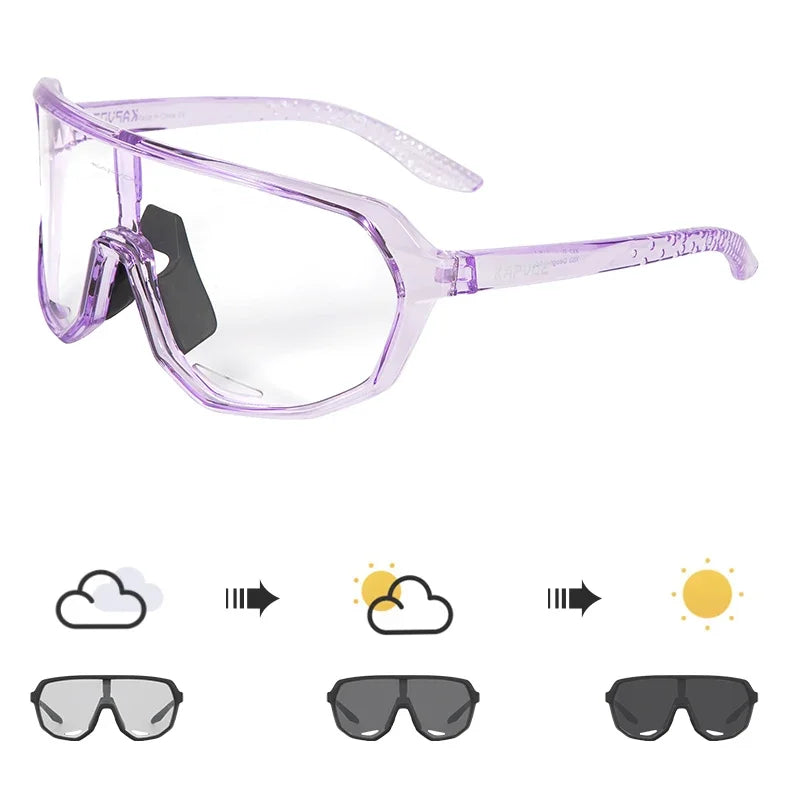 KAPVOE Photochromic Cycling Glasses Sports Sunglasses for Men Women UV400 Protection Bicycle MTB Mountain Bike Sunglasses