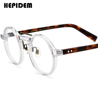 FONEX HEPIDEM Acetate Eyeglasses Frame Men 2025 New Small Round Brand Design Glasses Women Retro Vintage Eyewear Spectacles 9341