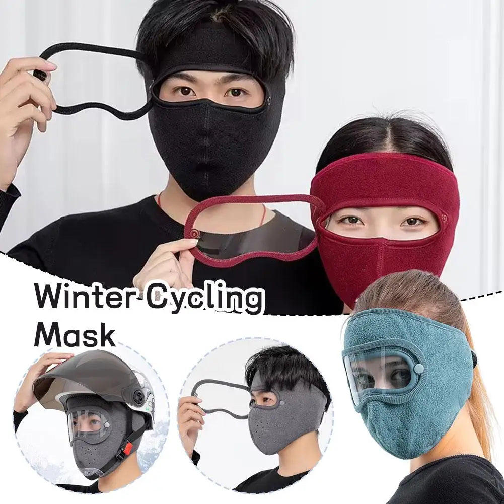 Winter Warm Face Mask With Detachable Anti Fog Goggle Anti Dust Cycling Mask Balaclava Warm Helmet For Skiing Face Cover