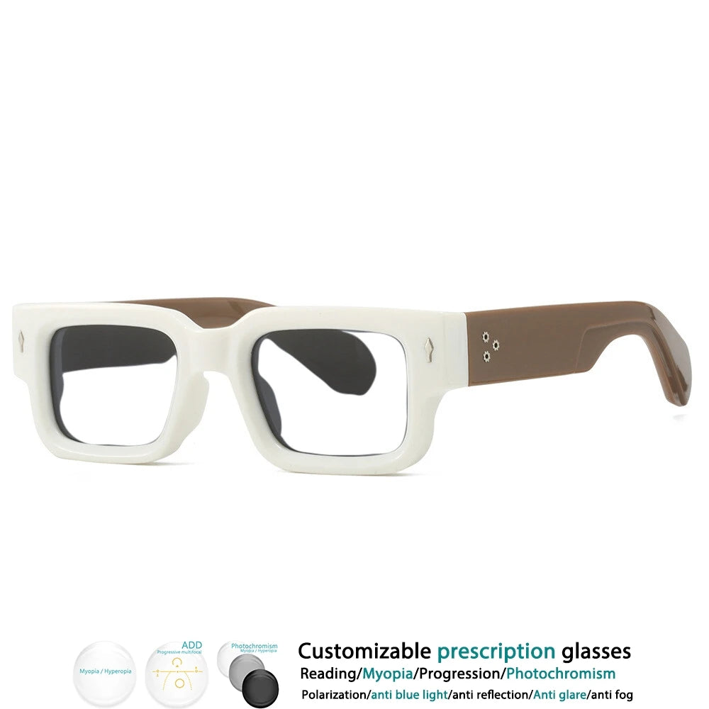 Luxury Brand Square Reading Glasses Men Women Retro Rivet Resin Optical Presbyopic Eyeglasses Custom Diopter +50~+600 #302032