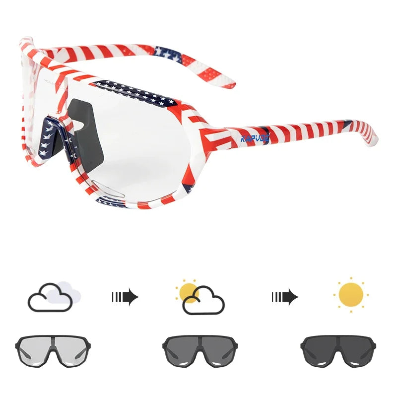 KAPVOE Photochromic Cycling Glasses Sports Sunglasses for Men Women UV400 Protection Bicycle MTB Mountain Bike Sunglasses
