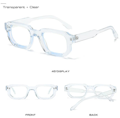 SHAUNA Ins Popular Fashion Polygon Square Women Glasses Frame Clear Anti Blue Light Eyewear Optical Men Red Blue Frame