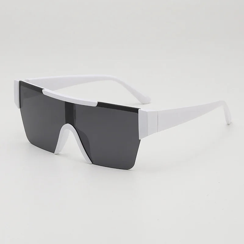 Retro Big Square Frame Women Men Sunglasses Fashion One Piece Black Silver Lens Shades UV400 Trending Sun Glasses Eyewear 2026