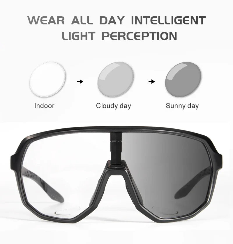 KAPVOE Photochromic Cycling Glasses Sports Sunglasses for Men Women UV400 Protection Bicycle MTB Mountain Bike Sunglasses
