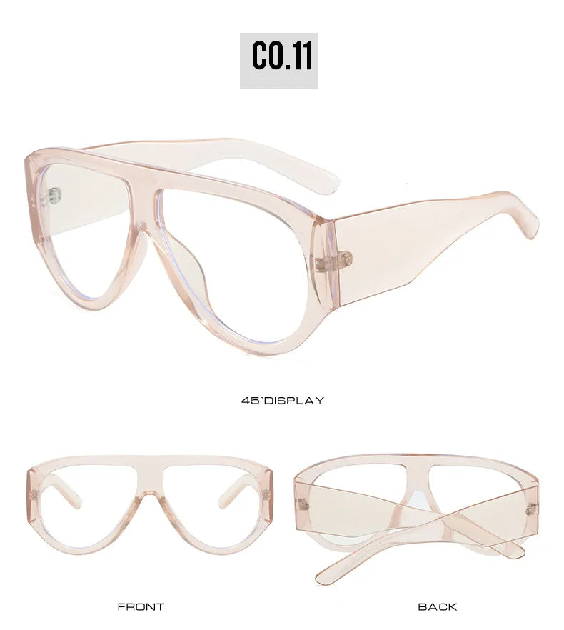 New Large Frame Luxury Myopia Glasses Anti Blue Light Oversized Pilot Fashion Eyeglasses Oval Clear Lens Short-sighted Eyewear