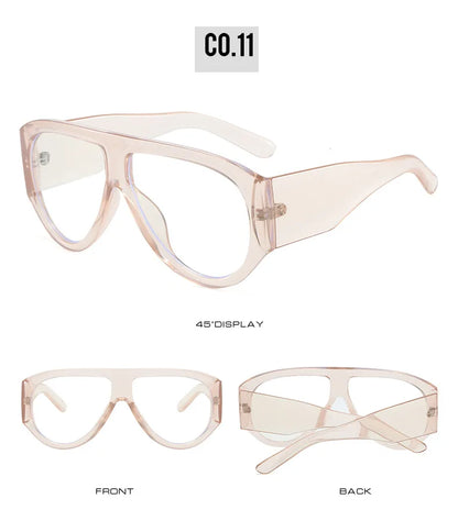 New Large Frame Luxury Myopia Glasses Anti Blue Light Oversized Pilot Fashion Eyeglasses Oval Clear Lens Short-sighted Eyewear