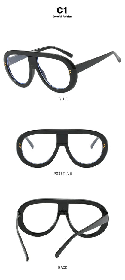 Luxury Myopia Glasses Men Women Anti Blue Light Nearsighted Eyeglasses Student Trendy Oversized Pilot Glasses Frame