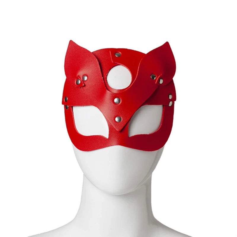 Half Face Cat Cosplay Mask Female Leather Mask Eye Cosplay Halloween Party PU Half Face Mask Adult Game Supplies Adult Game