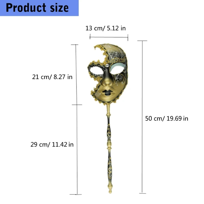 Mardi Gras Mask Masquerade Mask with Holding Venetians Mask Carnivals Mask Halloween Costume Mask for Party
