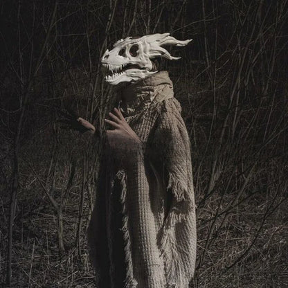 Halloween Simulated Dragon Bone Mask Hood Dinosaur Latex Animal Mouth Movable Mask Men's Stage Performance Props