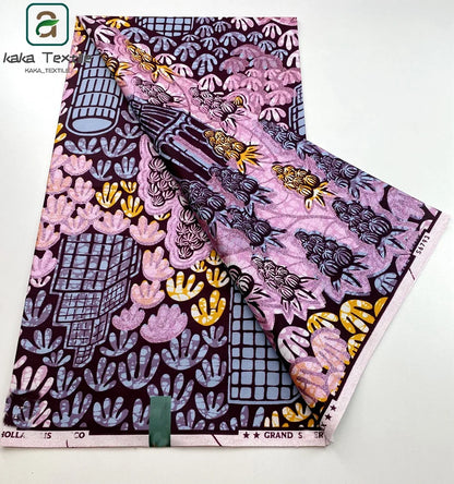 Latest African Grand Golden Wax Fabric Super Good Quality Women Pagne Flash Cotton Prints Batik Ankara Glitter Tissus 6yards