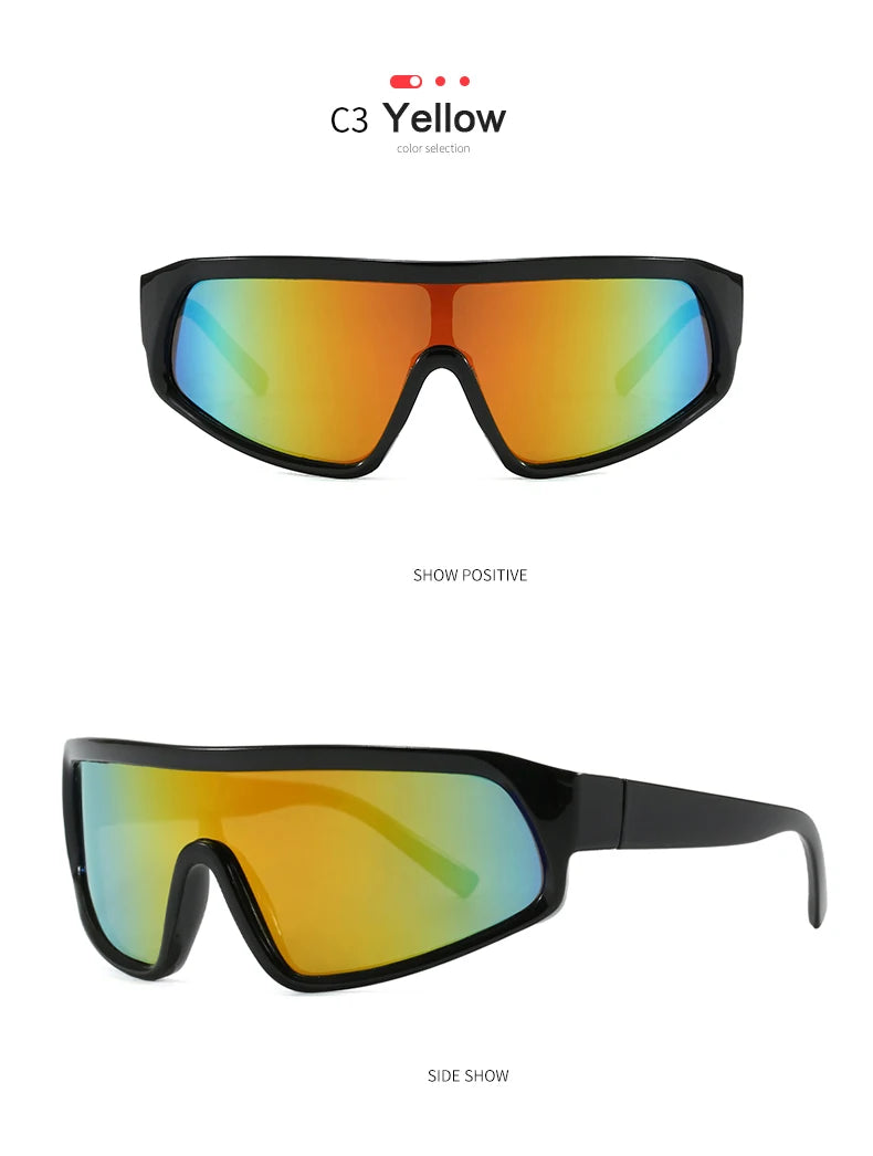 Cycling 2pcs Fashion New Sports Sunglasses Women Punk Style Outdoor Eyeglasses One Piece Personalized Square Glasses Unisex