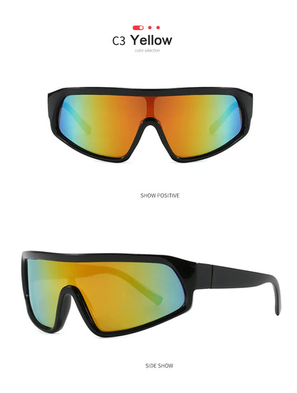 Cycling 2pcs Fashion New Sports Sunglasses Women Punk Style Outdoor Eyeglasses One Piece Personalized Square Glasses Unisex