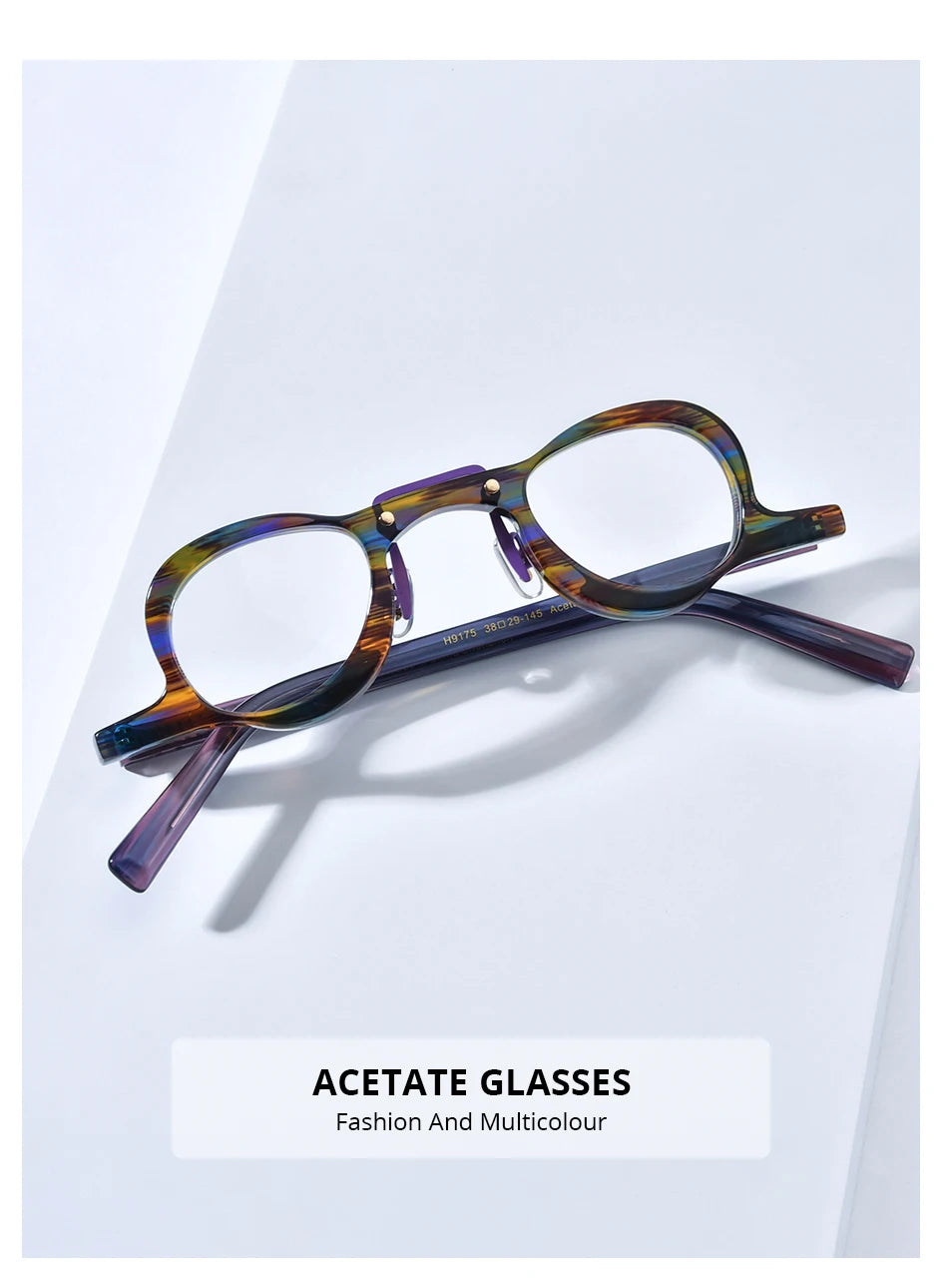 FONEX HEPIDEM Acetate Eyeglasses Frame Men 2025 New Small Round Brand Design Glasses Women Retro Vintage Eyewear Spectacles 9341