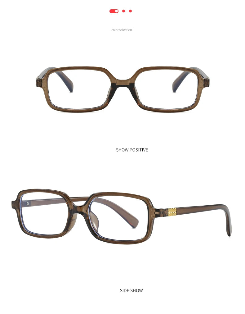 4pcs New Fashion Women Small Square Eyeglasses Frame Outdoor Casual Eyeglasses Anti Blue Light Eyewear Rivet Glasses Unisex