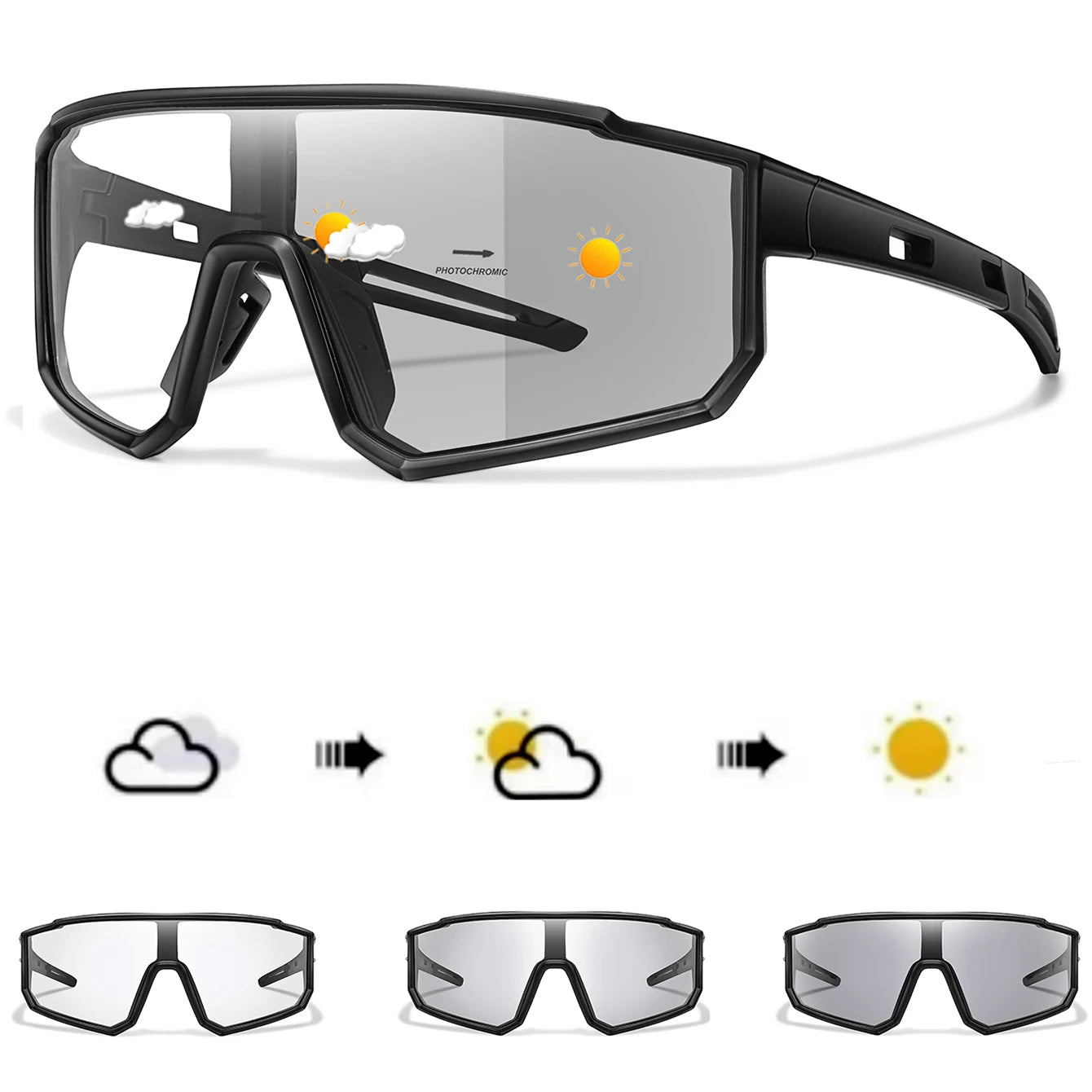 Photochromic Sunglasses New Style Brand Men Women Comfortable Windproof Cycling Glasses for Bicycle MTB Bike Running Fishing