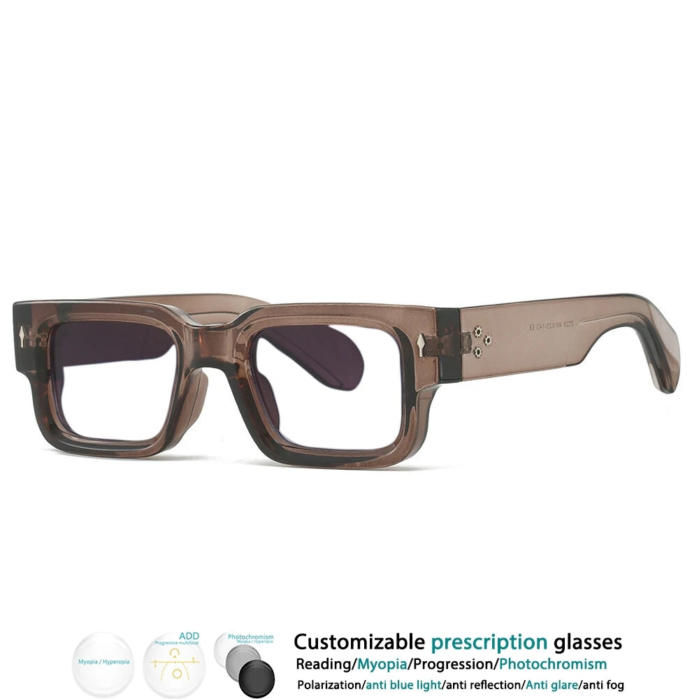 Luxury Brand Square Reading Glasses Men Women Retro Rivet Resin Optical Presbyopic Eyeglasses Custom Diopter +50~+600 #302032