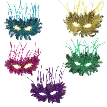 Gold Ostrich Feathers Carnival Mask Men Women Masquerade Eye Masks Venetian Cosplay Props Halloween Carnival Party Face Masks