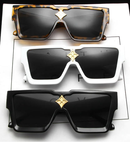 Retro Millionaire Sunglasses for Women Men Vintage Fashion Flat Top Thick Frame Square Sun Glasses Punk Rock Hip Hop Style