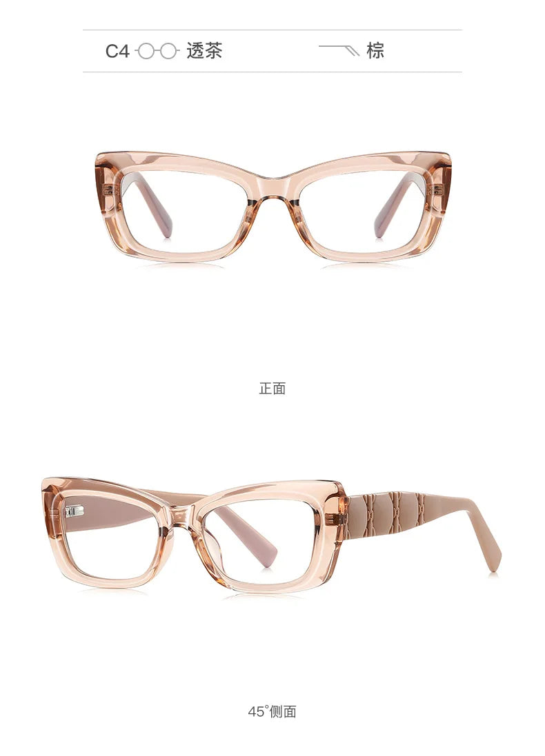 Classic Square Anti Blue Light Blocking Reading Glasses For Women Men Simple Thick Frame Design Myopia Prescription Glasses