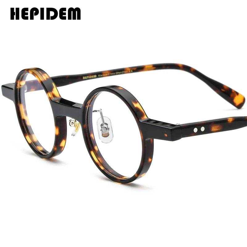 FONEX HEPIDEM Acetate Eyeglasses Frame Men 2025 New Small Round Brand Design Glasses Women Retro Vintage Eyewear Spectacles 9341