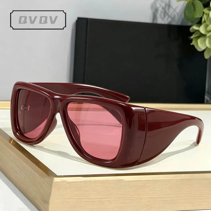 QVQV Trendy Oversized Square Sunglasses Women Men Luxury Brand Original Thick Frame Sunglasses Retro Outdoors Driving Shades