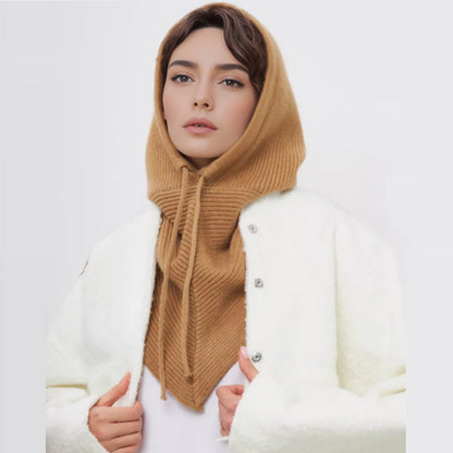 Winter Balaclava Hat Scarf for Women Warm Knitted Hooded Caps Outdoor Warm One-Piece Neck Collar Beanies Hats for Girls