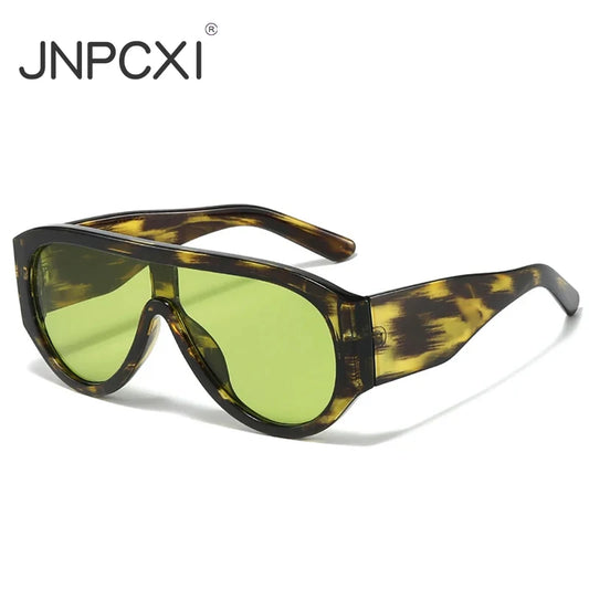 JNPCXI Fashion Oversized Pilot Women Sunglasses Retro One Piece Red Green Shades UV400 Men Gradient Sun Glasses