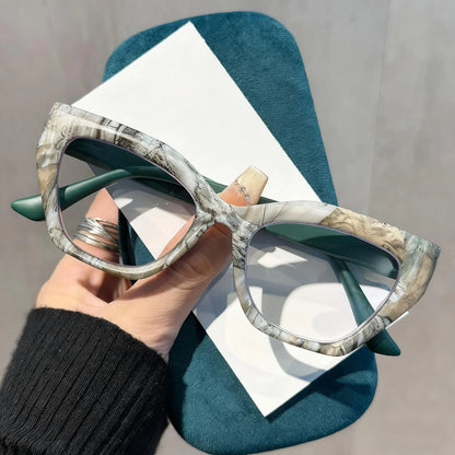 Oversized Flora Printed Reading Glasses Women Men Fashion Trendy Large Frame Hyperopia Unisex Stylish Luxry Cat Eye Eyeglasses