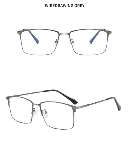 157mm Titanium Alloy Anti Blue Light Square Reading Glasses Men Business Big Presbyopic Glasses Clear Lens Prescription Eyewear