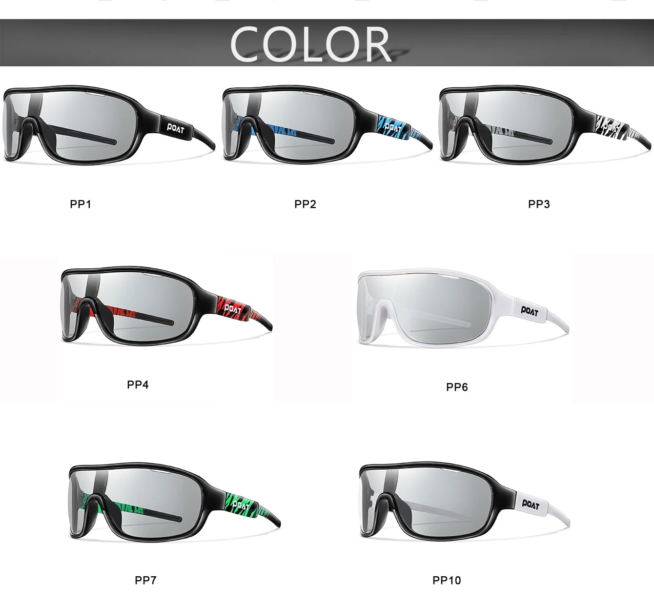 POAT BRAND Cycling Photochromic Eyewear Outdoor Sports Cycling Fishing Road Bike Hiking Sunglasses Men Women windproof Glasses